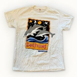 Vintage Green Peace Shirt Mens 2XL Hanes Dolphins Hanes 80s‎ Environmental